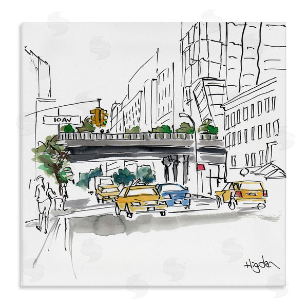 stupell industries Mark Higden | City Taxi Underpass Urban Watercolor