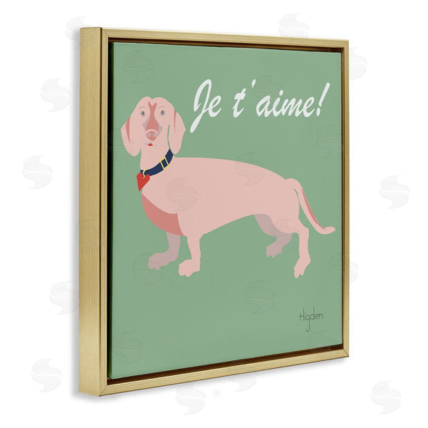 Stupell Industries Mark Higden | Je T'aime French Phrase With Pink Dachshund