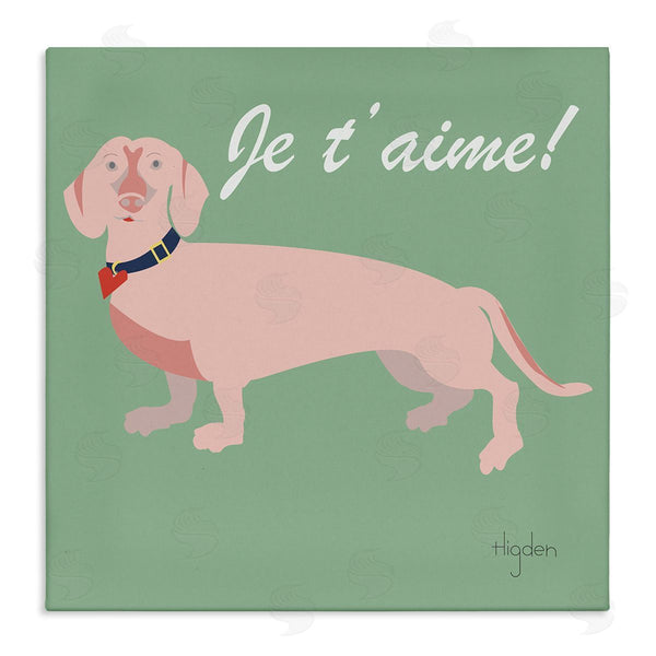 stupell industries Mark Higden | Je t'aime French Phrase with Pink Dachshund