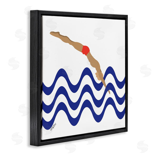 Stupell Industries Mark Higden | Male Diver Abstract Blue Waves