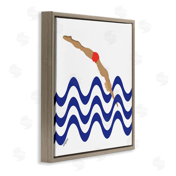 Stupell Industries Mark Higden | Male Diver Abstract Blue Waves