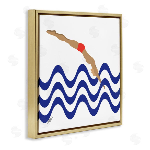 Stupell Industries Mark Higden | Male Diver Abstract Blue Waves