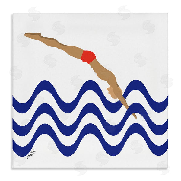 stupell industries Mark Higden | Male Diver Abstract Blue Waves