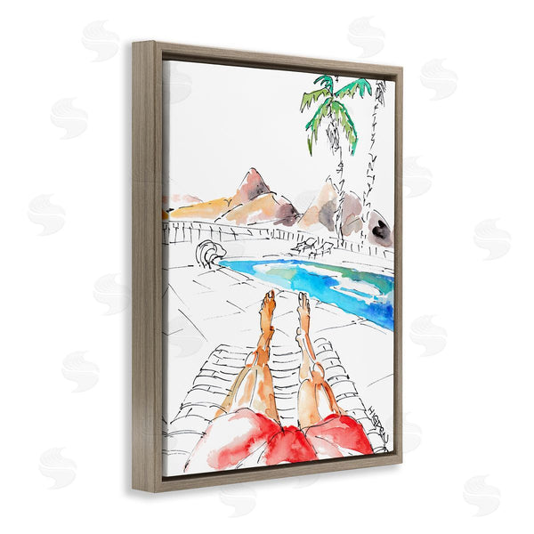 Stupell Industries Mark Higden | Poolside Man Red Bathing Suit