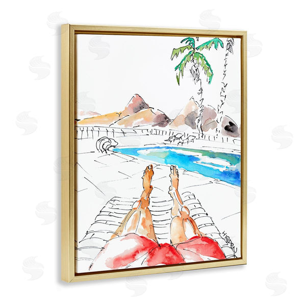 Stupell Industries Mark Higden | Poolside Man Red Bathing Suit