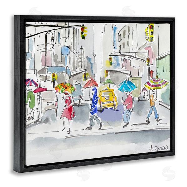 Stupell Industries Mark Higden | Rainy Crosswalk Urban City People
