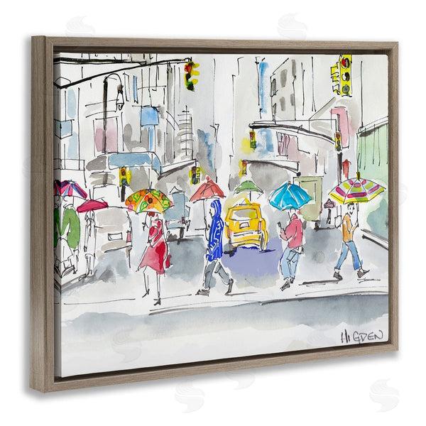 Stupell Industries Mark Higden | Rainy Crosswalk Urban City People
