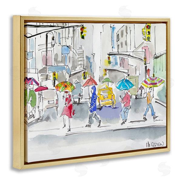 Stupell Industries Mark Higden | Rainy Crosswalk Urban City People