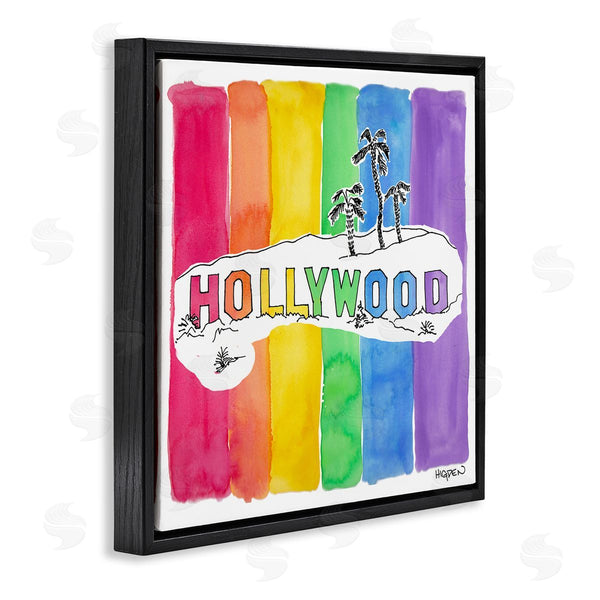 Stupell Industries Mark Higden | Vibrant Hollywood Hills Watercolor Rainbow