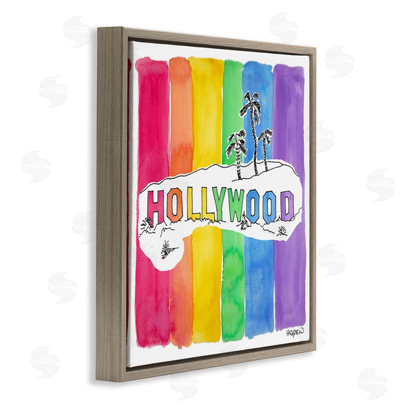 Stupell Industries Mark Higden | Vibrant Hollywood Hills Watercolor Rainbow