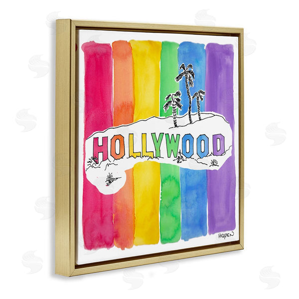 Stupell Industries Mark Higden | Vibrant Hollywood Hills Watercolor Rainbow