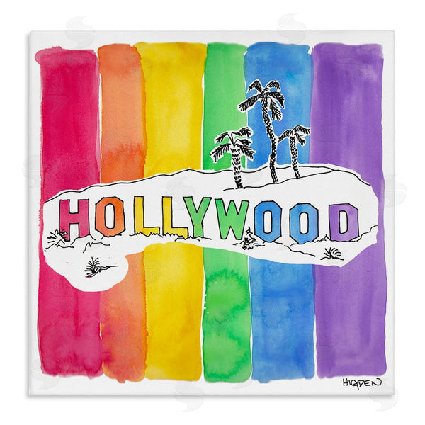 stupell industries Mark Higden | Vibrant Hollywood Hills Watercolor Rainbow