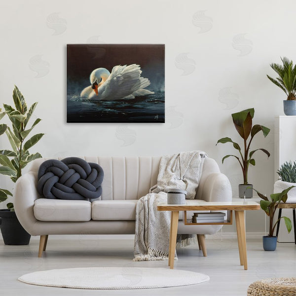 Stupell Industries Mark Kelso | Moonlit Swan Painting Wall Art