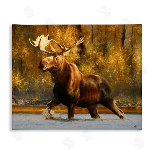 stupell industries Mark Kelso | Moose Stepping River Foliage Wall Art