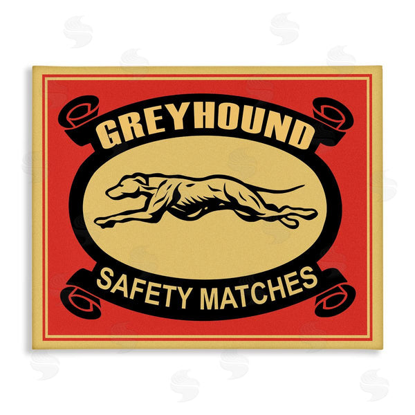 stupell industries Mark Rogan | Greyhound Safety Matches Yellow Red Vintage Advertisement Wall Art