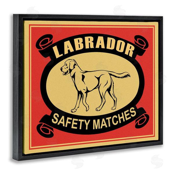 Stupell Industries Mark Rogan | Labrador Dog Safety Matches Vintage Illustration Red Yellow Wall Art