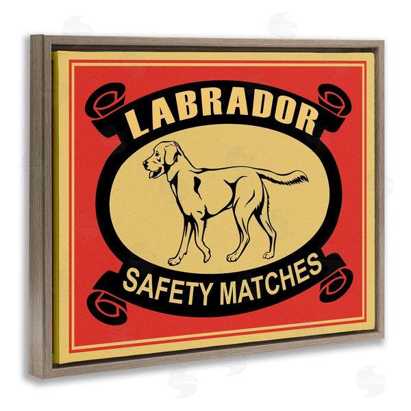 Stupell Industries Mark Rogan | Labrador Dog Safety Matches Vintage Illustration Red Yellow Wall Art