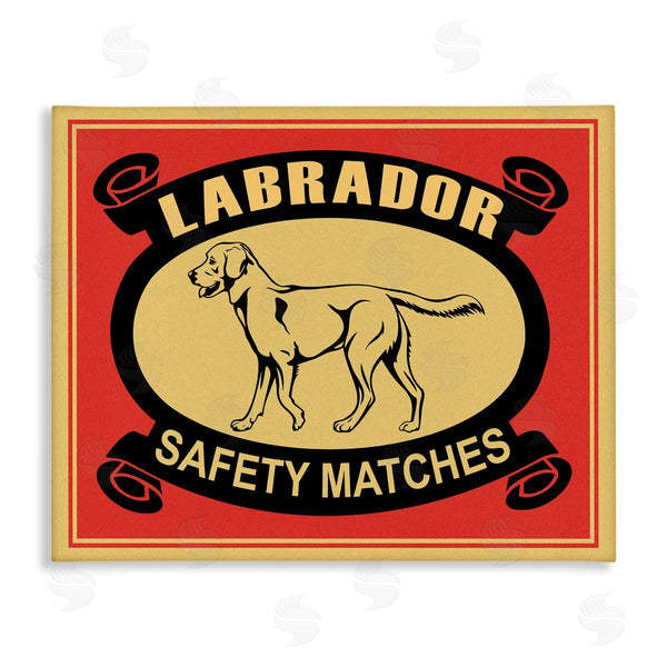 stupell industries Mark Rogan | Labrador Dog Safety Matches Vintage Illustration Red Yellow Wall Art