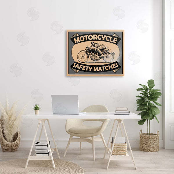 Stupell Industries Mark Rogan | Motorcycle Safety Matches Grey Tan Bike Rider Wall Art