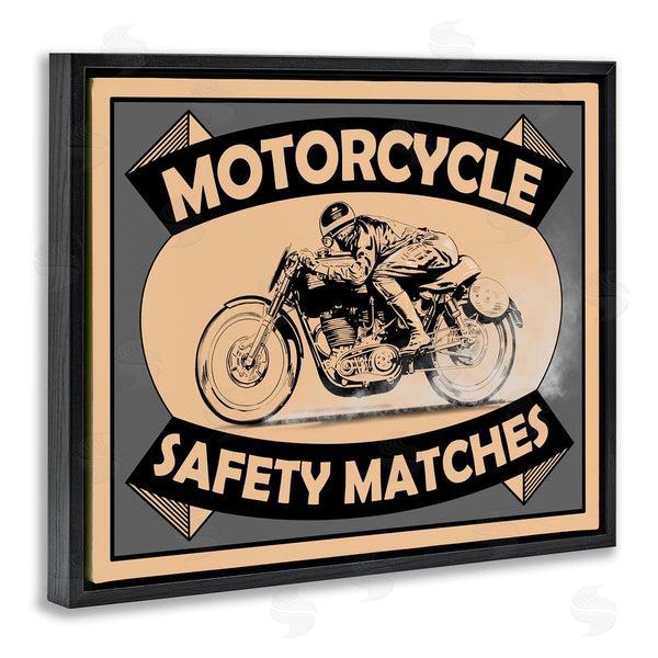 Stupell Industries Mark Rogan | Motorcycle Safety Matches Grey Tan Bike Rider Wall Art