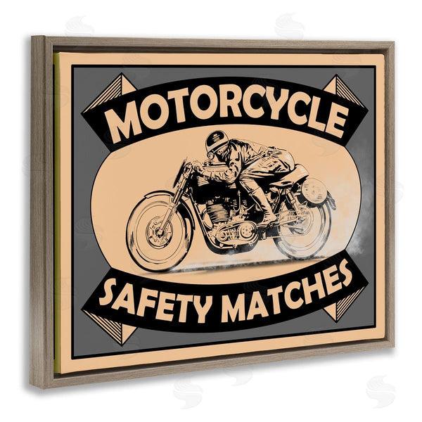 Stupell Industries Mark Rogan | Motorcycle Safety Matches Grey Tan Bike Rider Wall Art