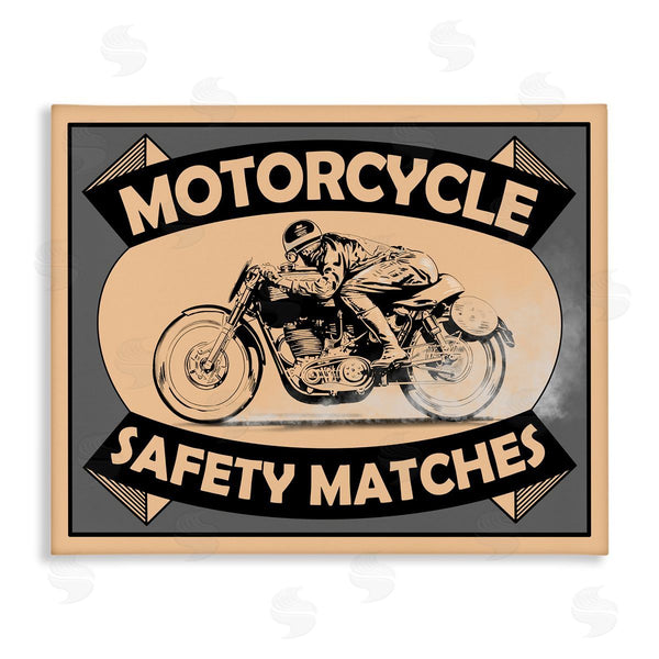stupell industries Mark Rogan | Motorcycle Safety Matches Grey Tan Bike Rider Wall Art