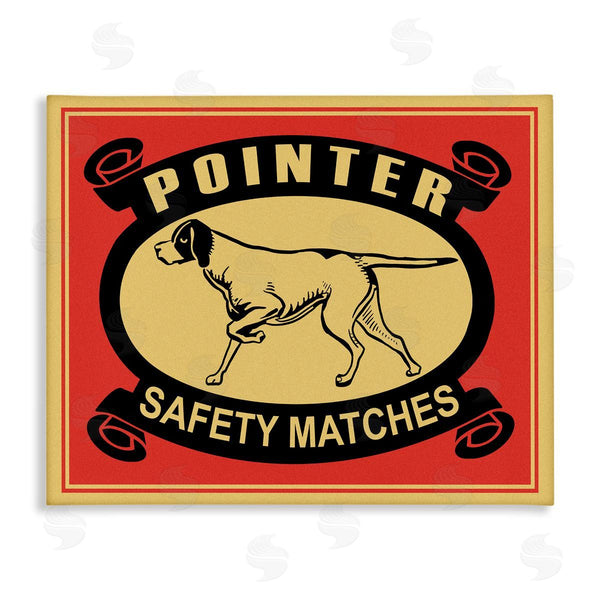 stupell industries Mark Rogan | Pointer Dog Safety Matches Vintage Advertisement Red Yellow Wall Art