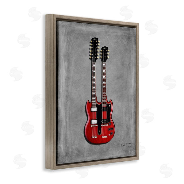 Stupell Industries Mark Rogan | Red Double Neck Guitar