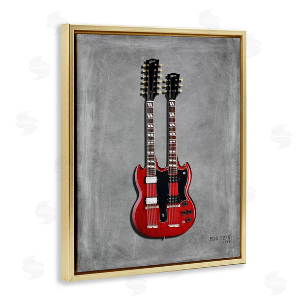 Stupell Industries Mark Rogan | Red Double Neck Guitar