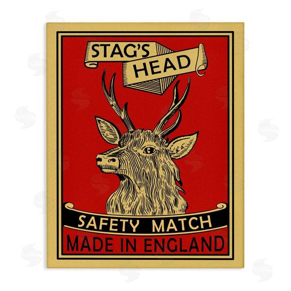 stupell industries Mark Rogan | Stag's Head Safety Match Advertisement Deer Red Yellow Wall Art