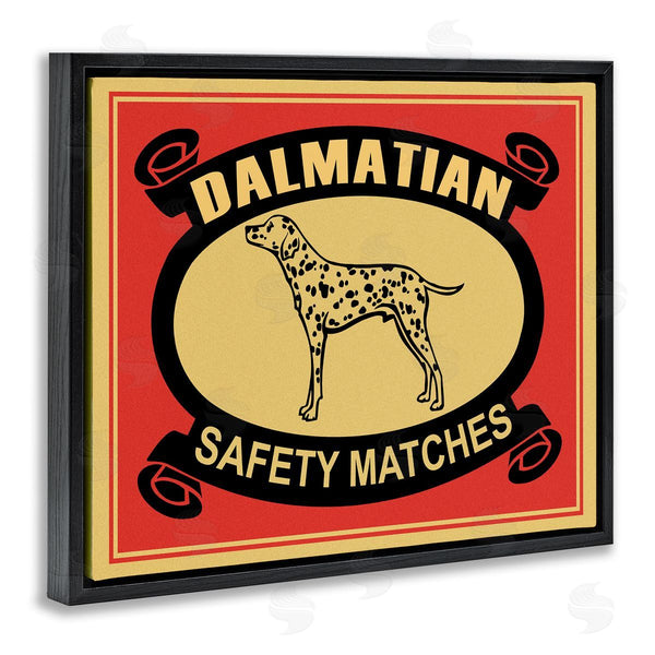 Stupell Industries Mark Rogan | Vintage Dalmatian Safety Matches Illustration Red Yellow Wall Art