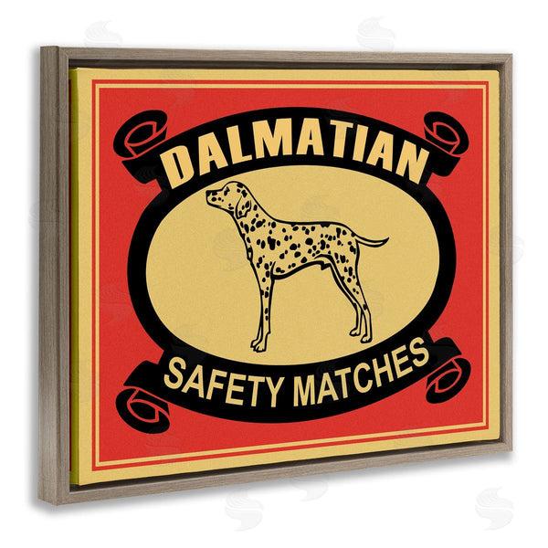 Stupell Industries Mark Rogan | Vintage Dalmatian Safety Matches Illustration Red Yellow Wall Art