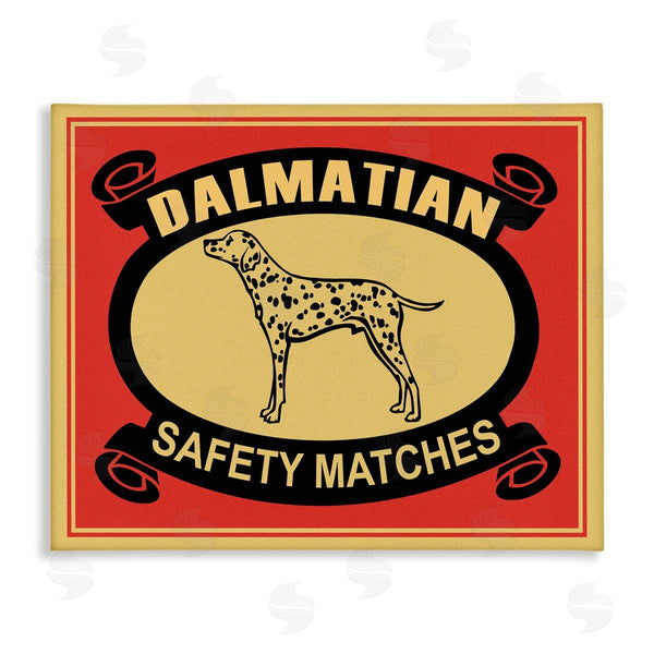 stupell industries Mark Rogan | Vintage Dalmatian Safety Matches Illustration Red Yellow Wall Art