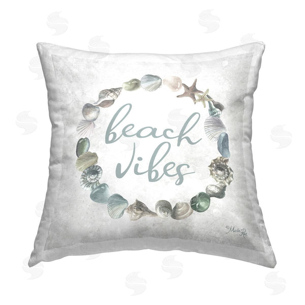 stupell industries Marla Rae | Beach Vibes Shell Wreath Printed Throw Pillow