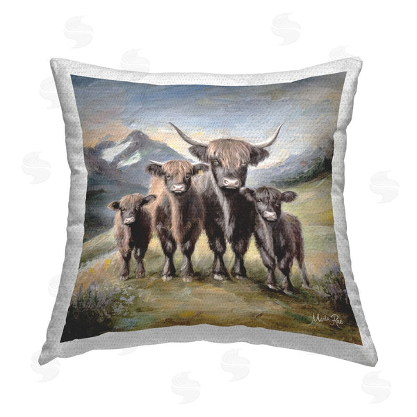 Stupell Industries Marla Rae | Cattle Family In Highlands Printed Throw Pillow