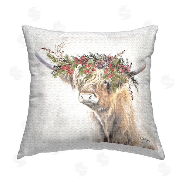 Stupell Industries Marla Rae | Cattle With Seasonal Berries Printed Throw Pillow