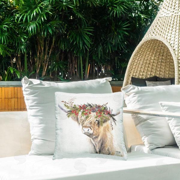 Stupell Industries Marla Rae | Cattle With Seasonal Berries Printed Throw Pillow