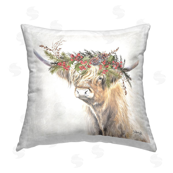 stupell industries Marla Rae | Cattle with Seasonal Berries Printed Throw Pillow