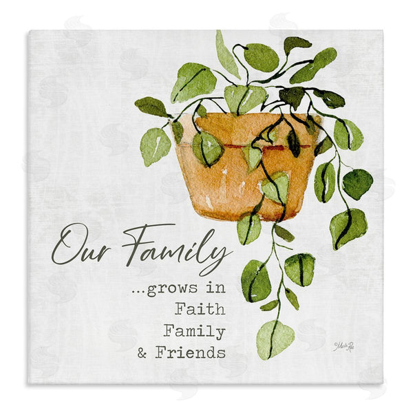 stupell industries Marla Rae | Grows in Faith Family & Friends Inspirational Quote Green Plant Wall Art