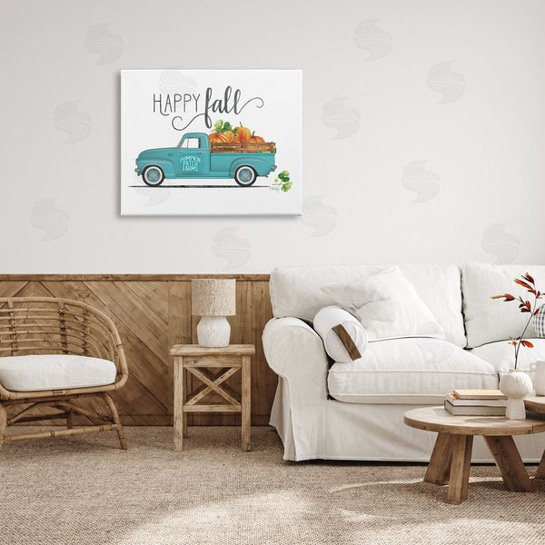 Stupell Industries Marla Rae | Happy Fall Blue Farm Truck Carrying Pumpkins Wall Art