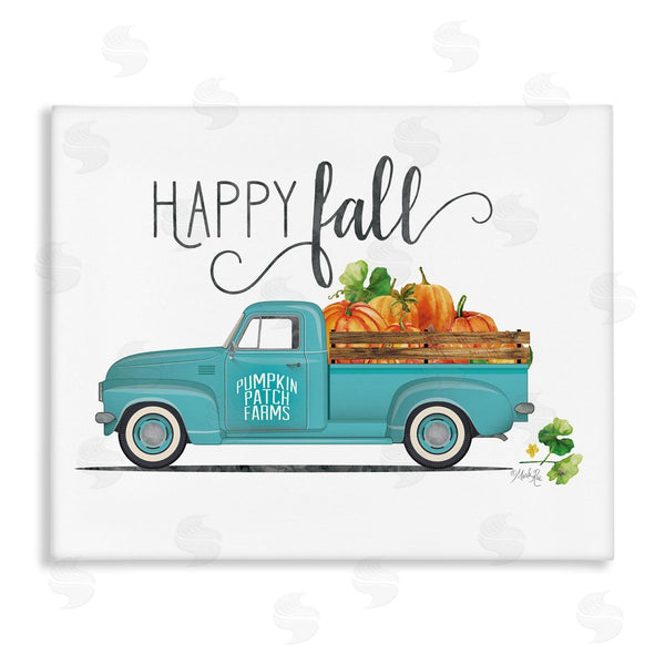 stupell industries Marla Rae | Happy Fall Blue Farm Truck Carrying Pumpkins Wall Art