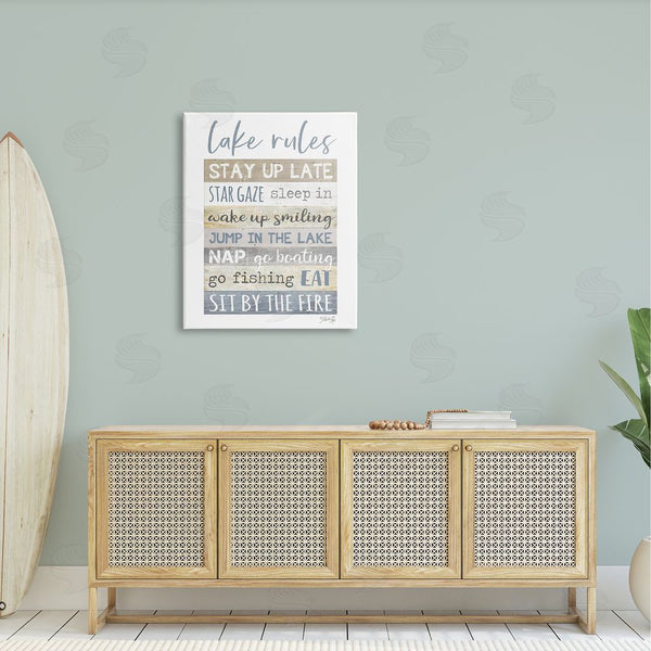 Stupell Industries Marla Rae | Lake Rules Typography Rustic Vacation Cabin Sign Wall Art
