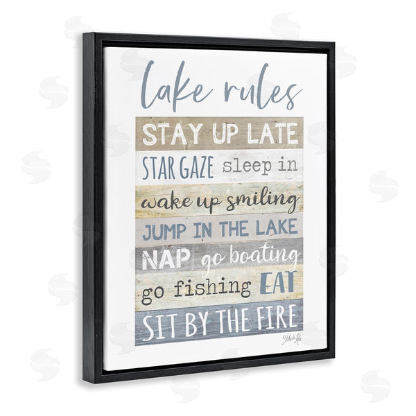 Stupell Industries Marla Rae | Lake Rules Typography Rustic Vacation Cabin Sign Wall Art