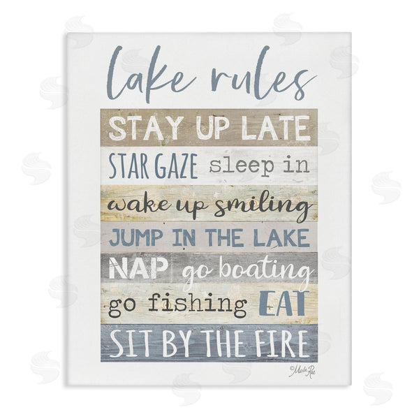 stupell industries Marla Rae | Lake Rules Typography Rustic Vacation Cabin Sign Wall Art