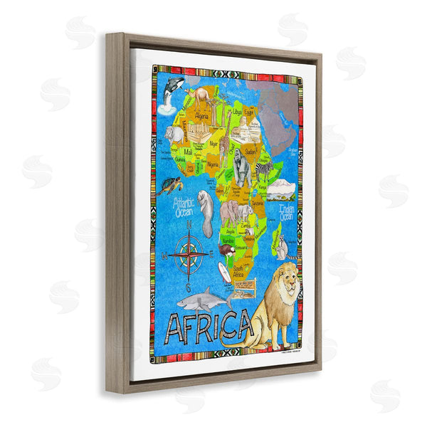 Stupell Industries Marley Ungaro | African Animals Map