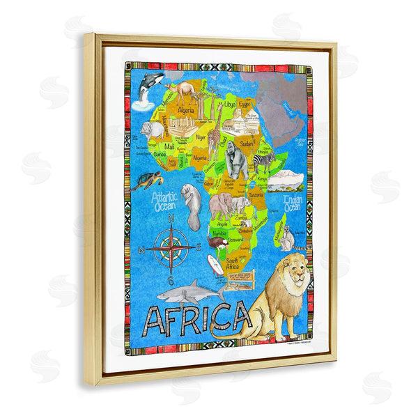 Stupell Industries Marley Ungaro | African Animals Map