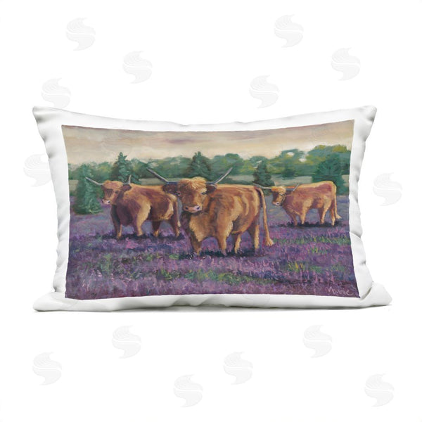 Stupell Industries Marnie Bourque | Purple Fields & Cows Printed Throw Pillow
