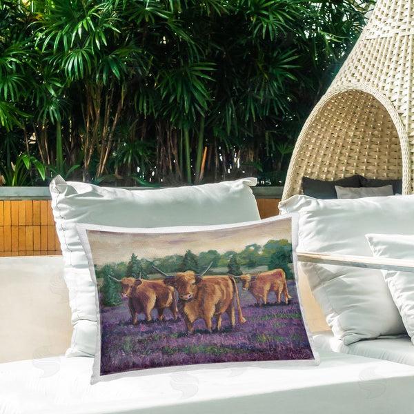 Stupell Industries Marnie Bourque | Purple Fields & Cows Printed Throw Pillow