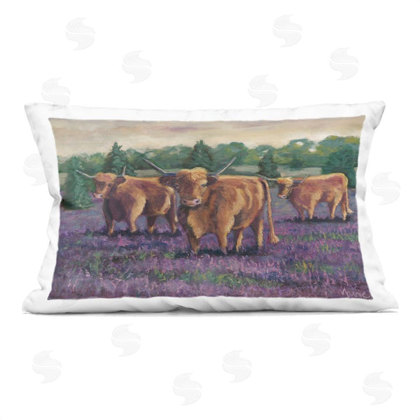 stupell industries Marnie Bourque | Purple Fields & Cows Printed Throw Pillow