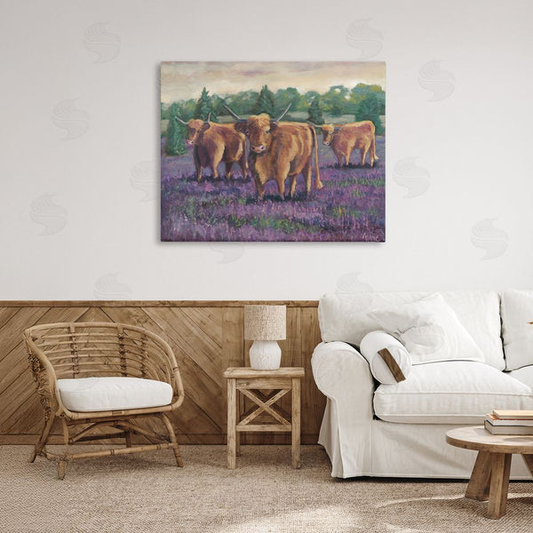 Stupell Industries Marnie Bourque | Purple Fields & Cows Wall Art